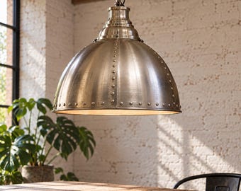 CHILTERN Large Industrial Steel Pendant Hanging Light Lamp Shade Metal 500mm