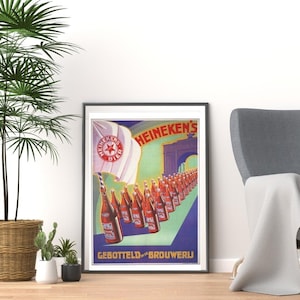 Vintage 1920s heineken beer pub wall advertisement promotional print poster a3 & a4