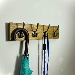 Forêt rustic solid wood chunky scaffold coat rack vintage reclaimed handmade cast iron hook coat hat hooks rack image 1