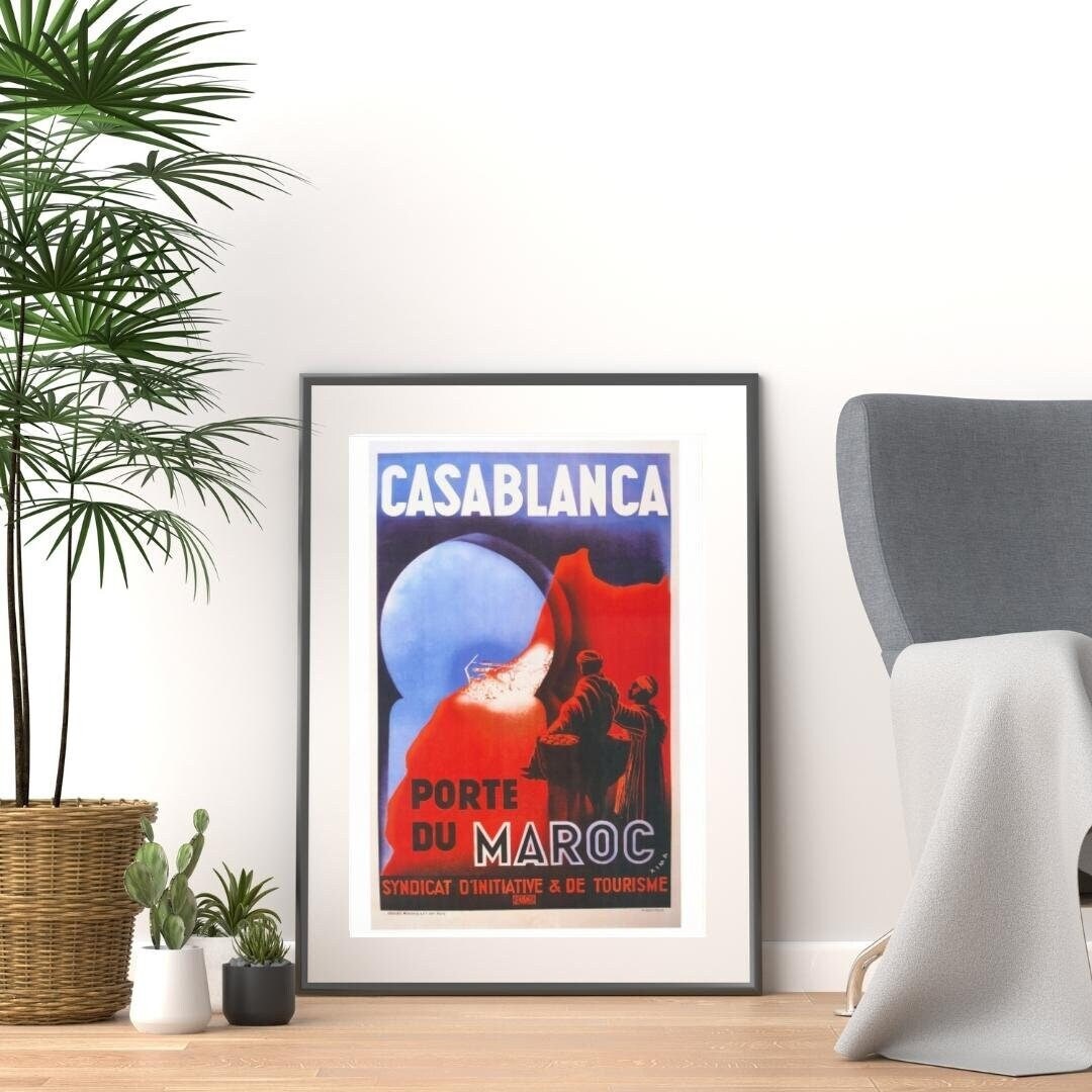 1940 Wood Frame Vintage Poster カサブランカ 1940 Wood Frame Vintage Poster カサブランカ