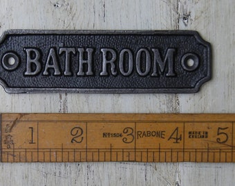 FORÉT Bathroom Toilet WC Sign Rustic Antique Iron Hand Forged Label Plaque Vintage Reclaimed Handmade Cast Iron