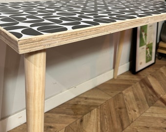 FORÉT Vinyl Topped Pattern Ply Table Colourful Bright Funky Chic Angled Wood Leg Desk Handcrafted with Solid Plywood