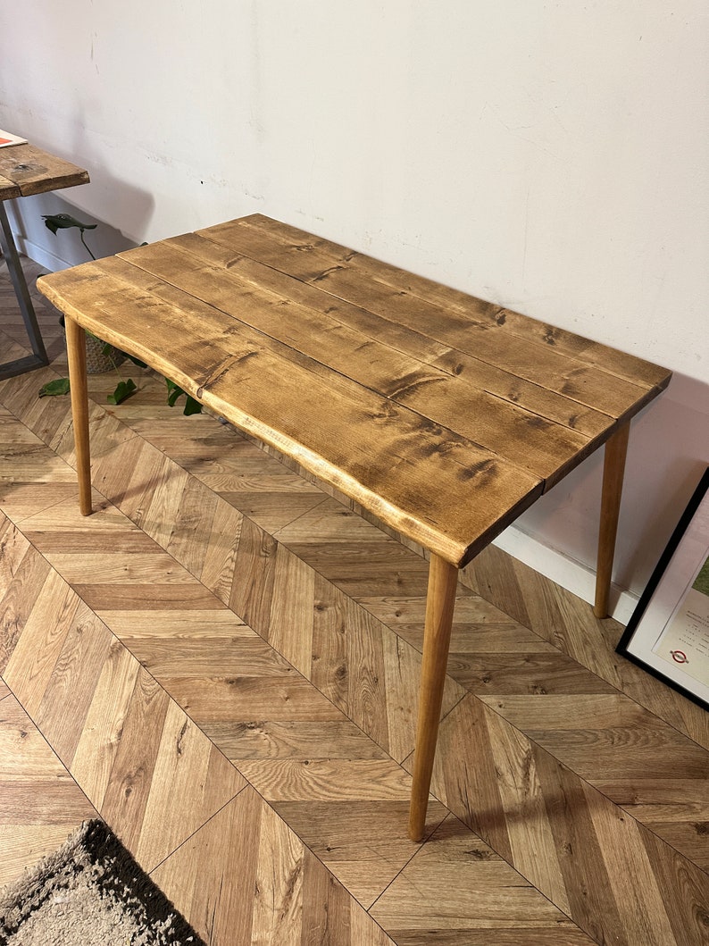 Table art déco rustique Live Edge avec pieds en bois Forêt WANEY fabriquée à la main avec du bois massif image 10