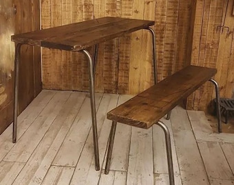 STUDENT Tubular Raw Iron Steel Single Straight Pin Scaffold Board Bench Dining Desk Table Legs Decorative Handmade in the UK
