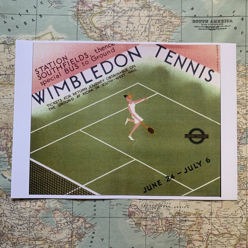 Vintage 1920s Wimbledon Tennis Championship London Underground Etsy