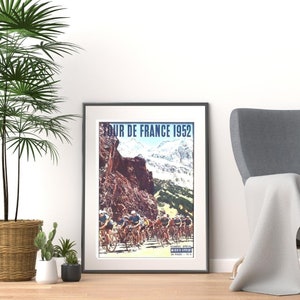Vintage 1950s tour de france cycling international championships racing promotional print poster a3 & a4