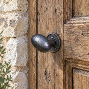 OVAL Sprung Simple Rustic Antique Iron Hand Forged Door Knob Vintage Reclaimed Handmade Cast Iron Handle