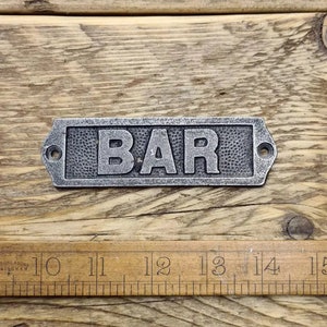 FORÉT Bar Pub Sign Rustic Antique Iron Hand Forged Label Plaque Vintage Reclaimed Handmade Cast Iron