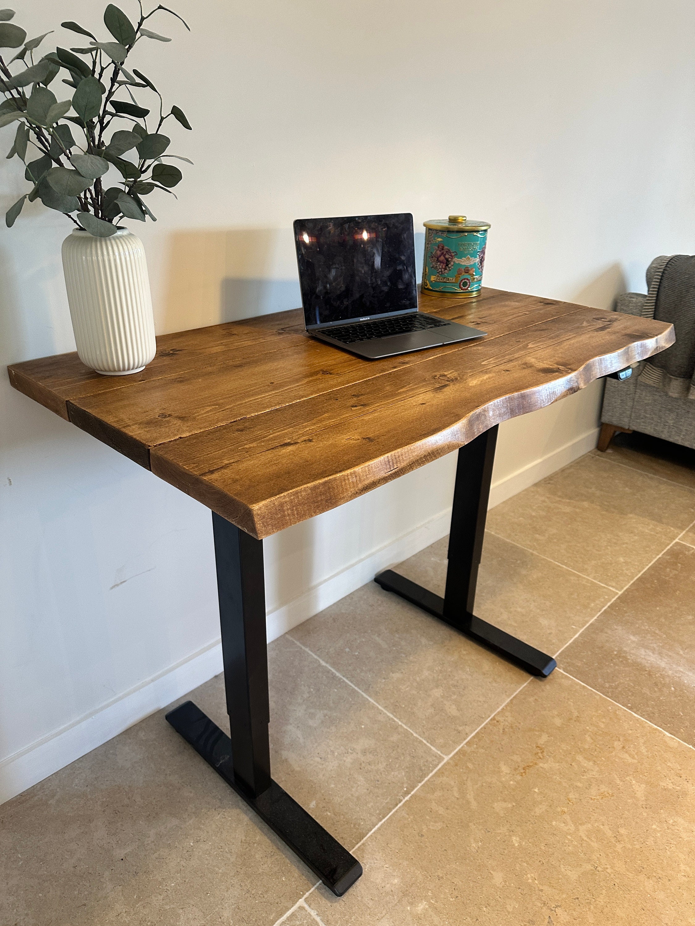 FORÈT Angled Live Edge Adjustable Height Industrial Rustic Custom Size ...