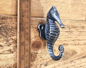 SEAHORSE Cast Iron Hook Hand Forged Coat Hat Hooks Rack