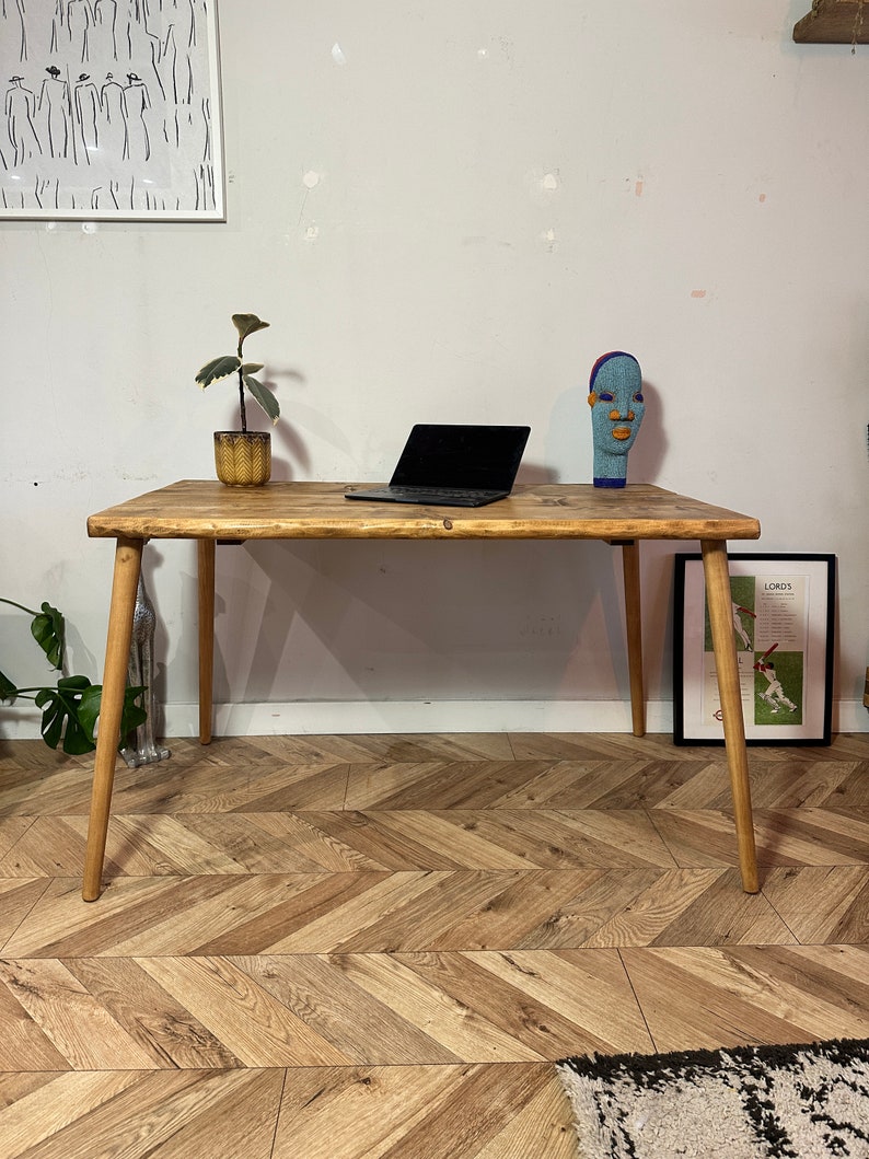 Table art déco rustique Live Edge avec pieds en bois Forêt WANEY fabriquée à la main avec du bois massif image 2