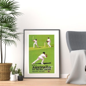 Vintage 1930s australia prueba cricket viaje internacional promocional impresión cartel a3 y a4