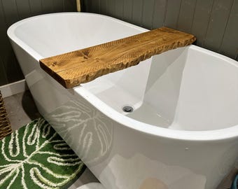 Estantería de baño FORÊT con borde vivo, rústica, de madera maciza, estilo andamio macizo, sencilla, bandeja vintage reciclada, hecha a mano