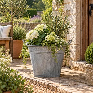Seau de jardinière de jardin d'extérieur FORÉT en métal rustique industriel forgé à la main d'extérieur avec poignée en acier