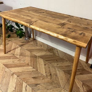 Table art déco rustique Live Edge avec pieds en bois Forêt WANEY fabriquée à la main avec du bois massif image 8