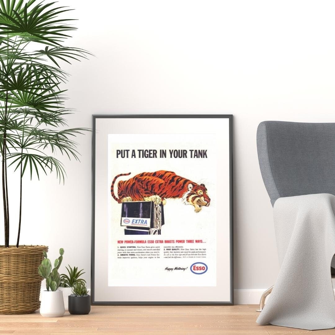 Vintage 1960s Esso Extra Put a Tiger in Your Tank Car Garage