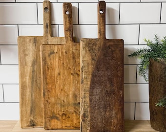 VINTAGE Serving Board Hand-carved Rustic Solid Reclaimed Wood Charcuterie Cheese Chopping Board