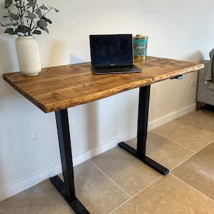 FORÈT Waney Live Edge Adjustable Height Industrial Rustic Custom Size Standing Work Office Desk Table Workstation Handcrafted w/ Solid Wood
