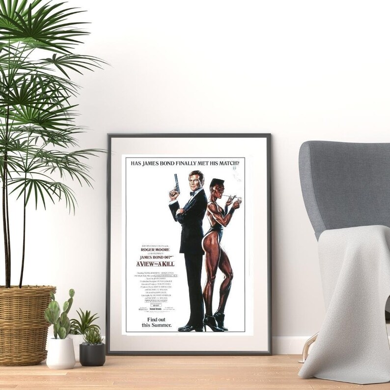 Vintage james bond 'a view to a kill' roger moore movie film promotional print poster a3 & a4 image 1