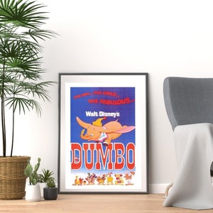 Vintage 1940 walt disney dumbo in technicolor film poster stampa promozionale a3 e a4