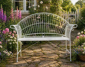 MAROLA Garden Bench Outdoor Patio Furniture Antique Steel