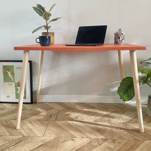 FORÉT Painted Top Ply Table Colourful Bright Funky Chic Angled Wood Leg Desk Handcrafted with Solid Plywood