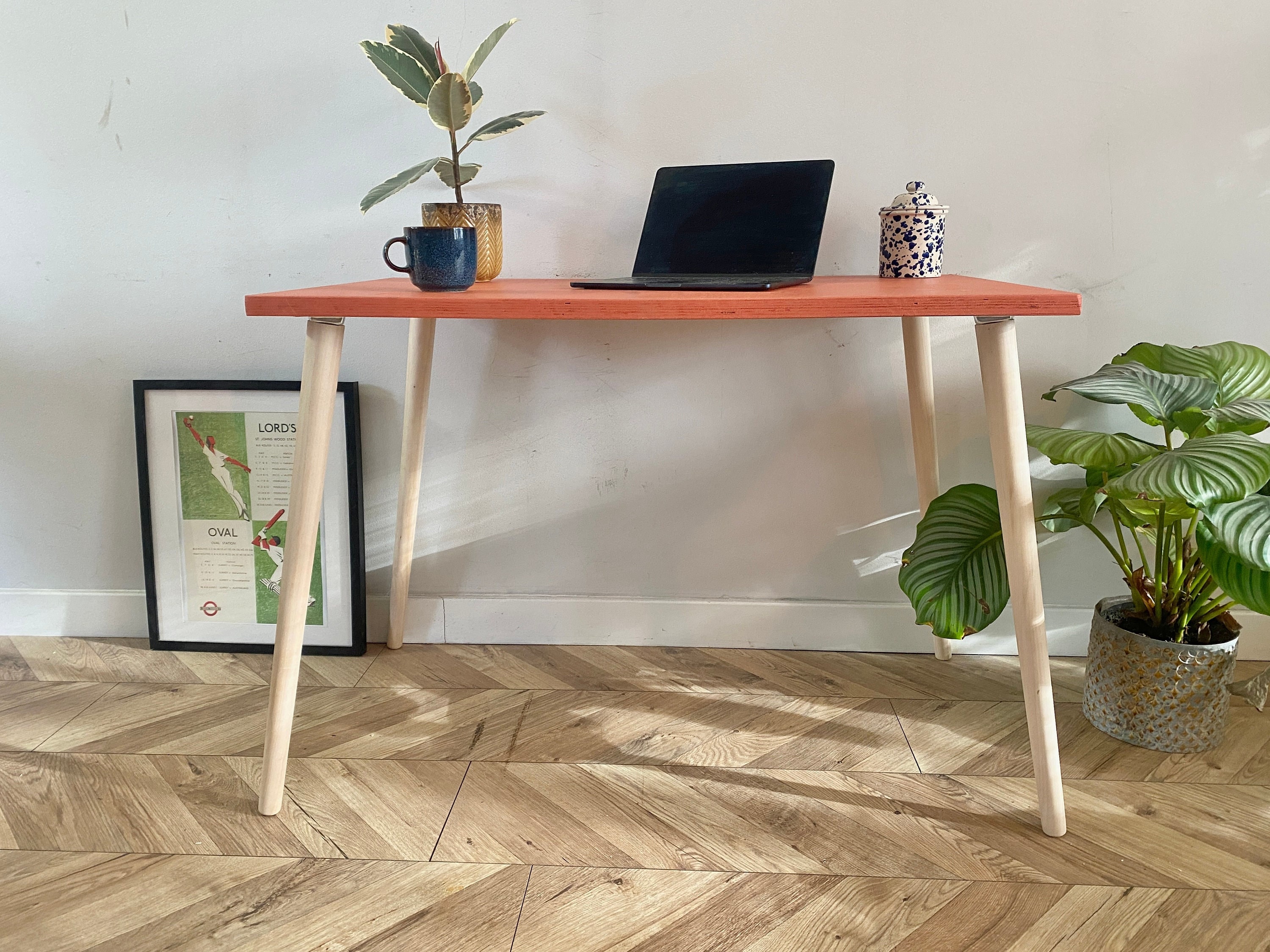 FORÉT Painted Top Ply Table Colourful Bright Funky Chic Angled Wood Leg Desk Handcrafted with Solid Plywood