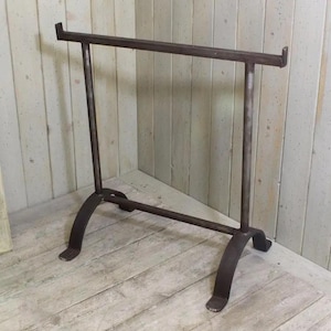 FORÉT Vintage Steel Trestle Lipped Underframe Leg Support Cast Iron Vintage Raw Steel Frame Dining Desk Bench Table Scaffold Legs