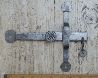 ANTIQUE 175mm Penny End Rustic Iron Hand Forged Door Latch Vintage Reclaimed Handmade Cast Iron Industrial Factory Style