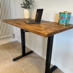 FORÈT Adjustable Height Industrial Rustic Custom Size Standing Work Office Desk Table Workstation Handcrafted with Solid Wood