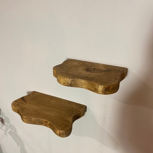 FORET Small Rustic Flower Live Edge Solid Wood Chunky Scaffold Floating Hidden Bracket Shelves image 7