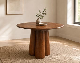 RAKHI Solid Mango Wood Round Dining Table