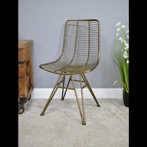 FORÉT Metal Bauhaus Style Rustic Antique Iron Steel Webbed Vintage Chair