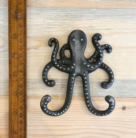 FORÉT Rustic Octopus Squid Hand Forged Steel Coat Hook Vintage Reclaimed  Handmade Cast Iron Hook Coat Hat Hooks Rack -  UK