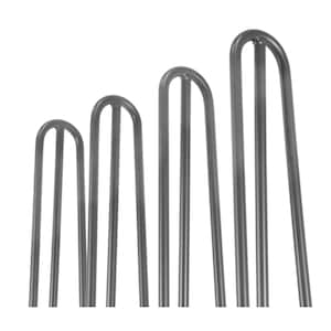 May include: Four metal hairpin legs in different sizes. The legs are made of steel and have a black finish. They are commonly used to support furniture.