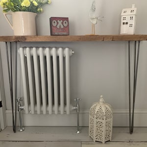 FORET Rustic Hairpin Leg Radiator Hallway Console Table Handcrafted with Solid Wood