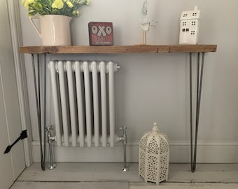 FORET Rustic Hairpin Leg Radiator Hallway Console Table Handcrafted with Solid Wood
