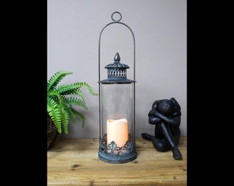 REGAL Candle Lantern Antique Metal Finish Tree Candle Holder Vintage Reclaimed Handmade