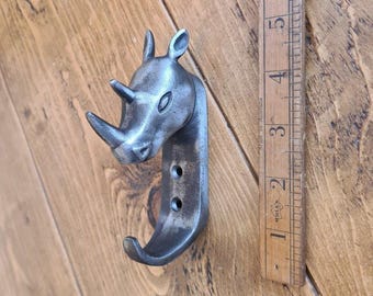 RHINO Cast Iron Hook Hand Forged Coat Hat Hooks Rack