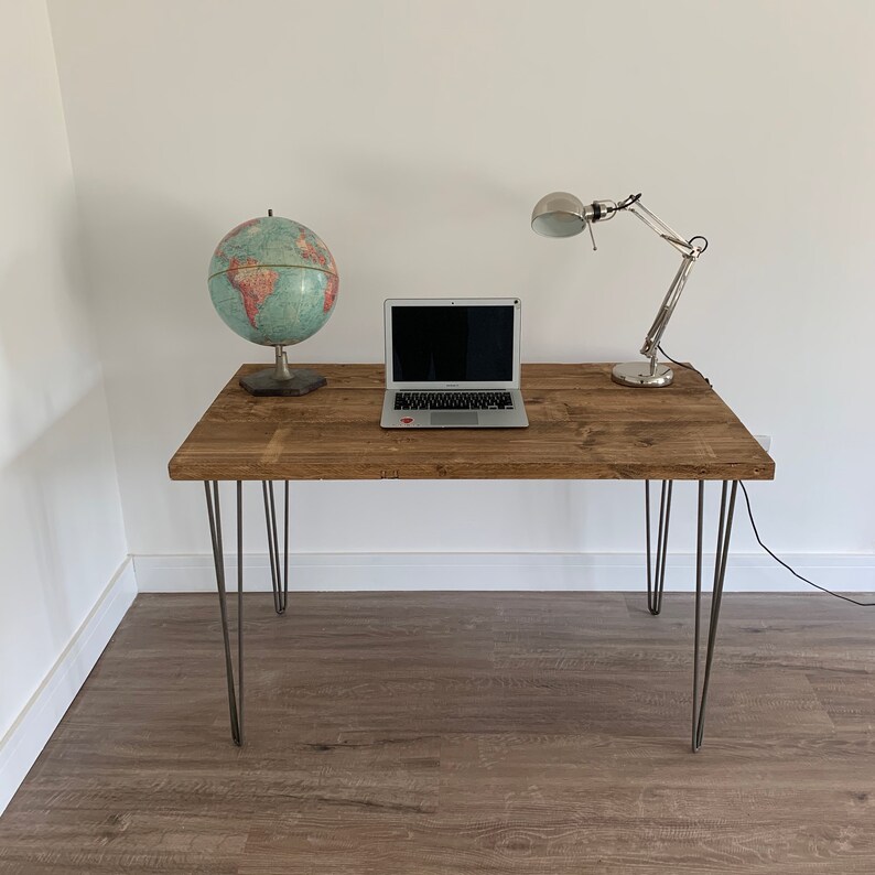 FORÊT Rustic Hairpin Leg Desk Handcrafted with Solid Wood Etsy