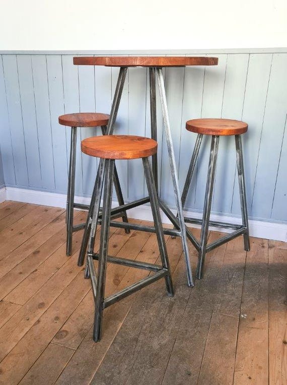 FORÉT Triangular Round Box Steel Rustic Antique Iron Steel Stool