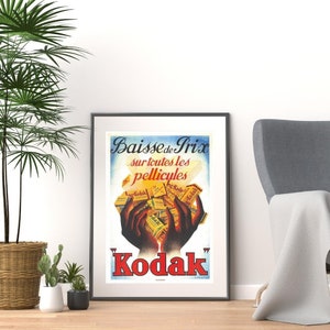 Vintage 1950s kodak película baisse de prix cámara pared anuncio promocional impresión cartel a3 y a4