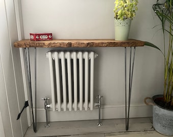 FORET Live Edge Rustic Hairpin Leg Radiator Hallway Console Table Handcrafted with Solid Wood