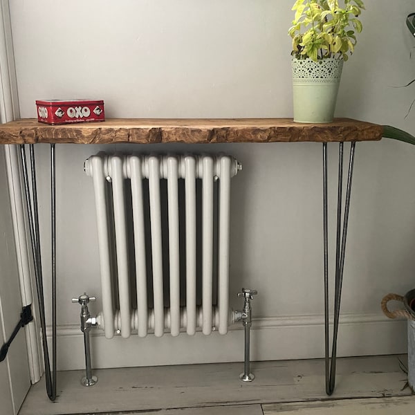 Forêt live edge rustic hairpin leg radiator hallway console table handcrafted with solid wood