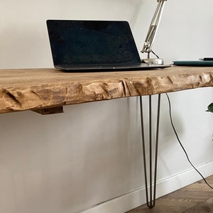 FORÊT Live Edge Industrial Rustic Hairpin Leg Desk Table Handcrafted with Solid Wood image 1