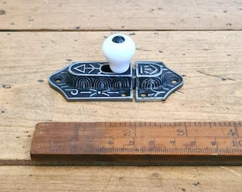 CERAMIC Cupboard Slide Bolt Rustic Hand Forged Door Latch Vintage Cast Industrial Factory Style Sprung Antique Iron