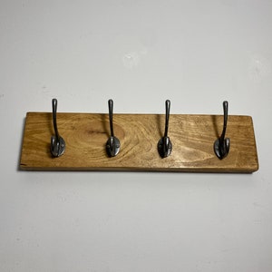 Forêt rustic solid wood chunky scaffold coat rack vintage reclaimed handmade cast iron hook coat hat hooks rack image 6