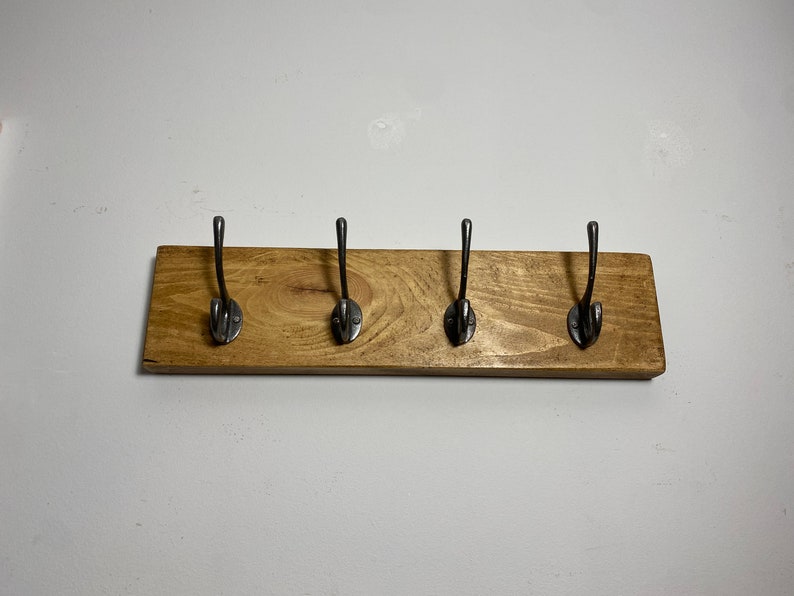 Forêt rustic solid wood chunky scaffold coat rack vintage reclaimed handmade cast iron hook coat hat hooks rack image 6