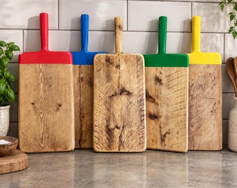 COLOUR Serving Board Hand-carved Rustic Solid Reclaimed Wood Charcuterie Cheese Chopping Board