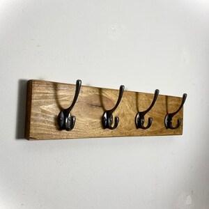 Forêt rustic solid wood chunky scaffold coat rack vintage reclaimed handmade cast iron hook coat hat hooks rack image 2